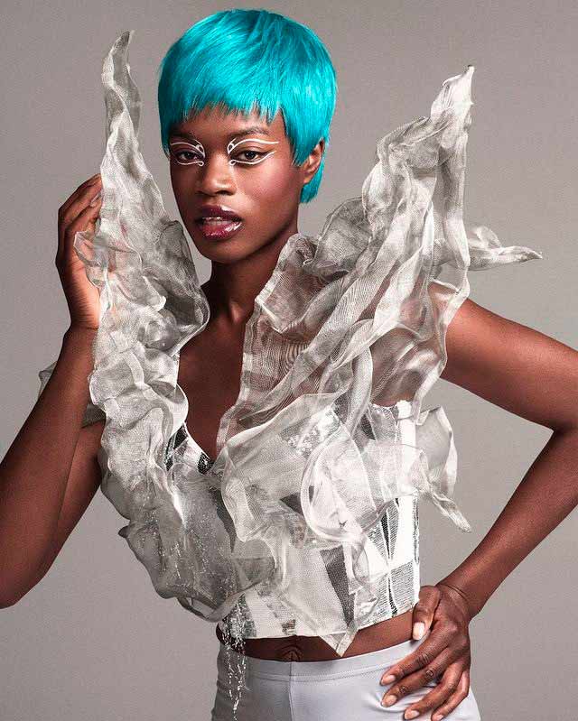 Ice ice baby blue hair in Hariko Collection 2022 by Robert Kirby London Salons