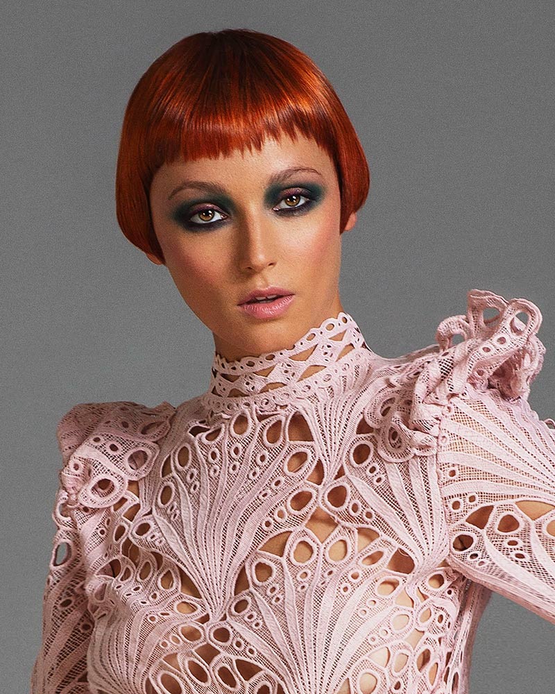 Lisbet Collection by Robert Kirby London ginger short hair pink lace